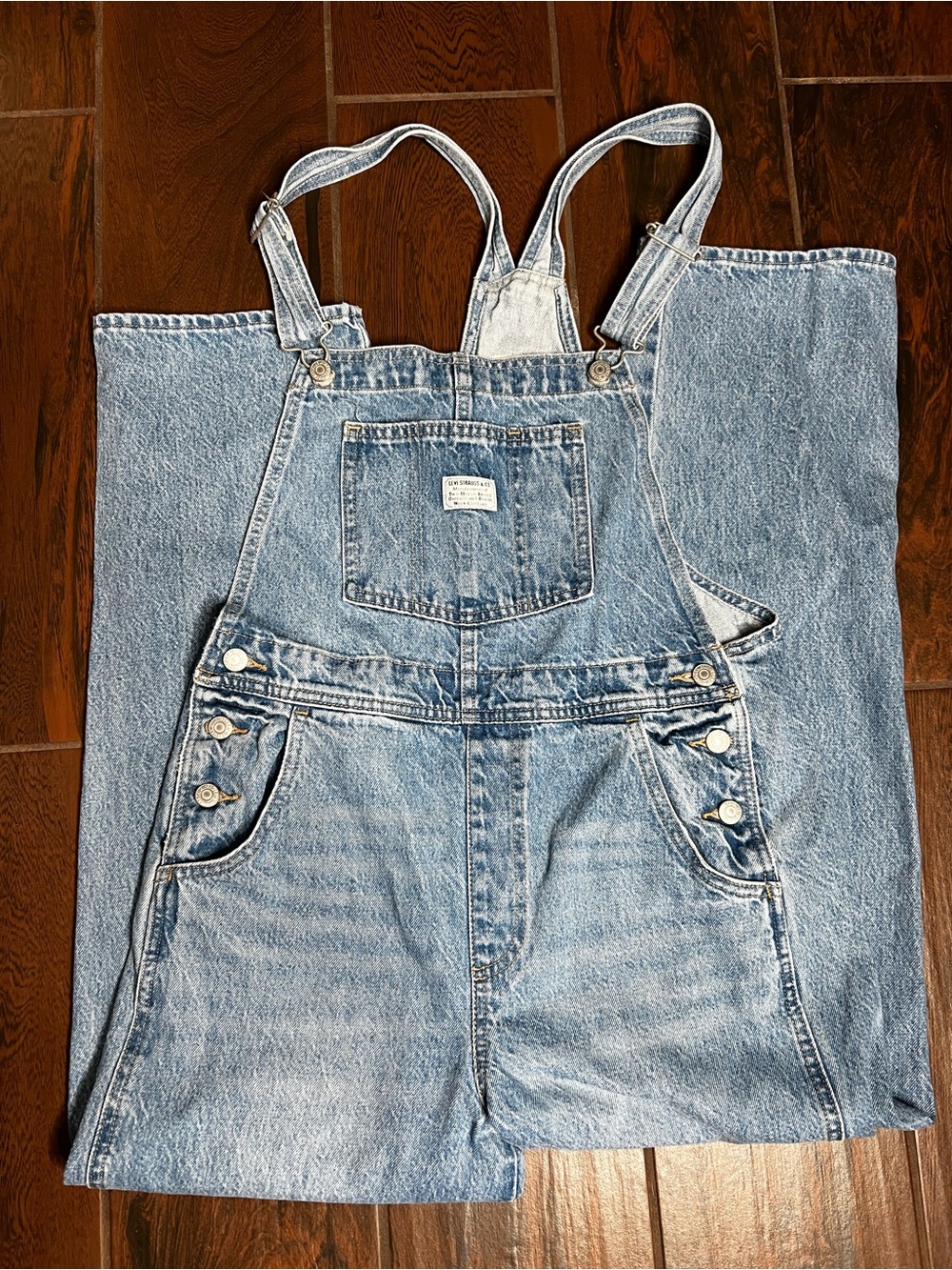 Levi’s Denim Jean Straight Leg Overalls Medium Wash Womens Size Medium